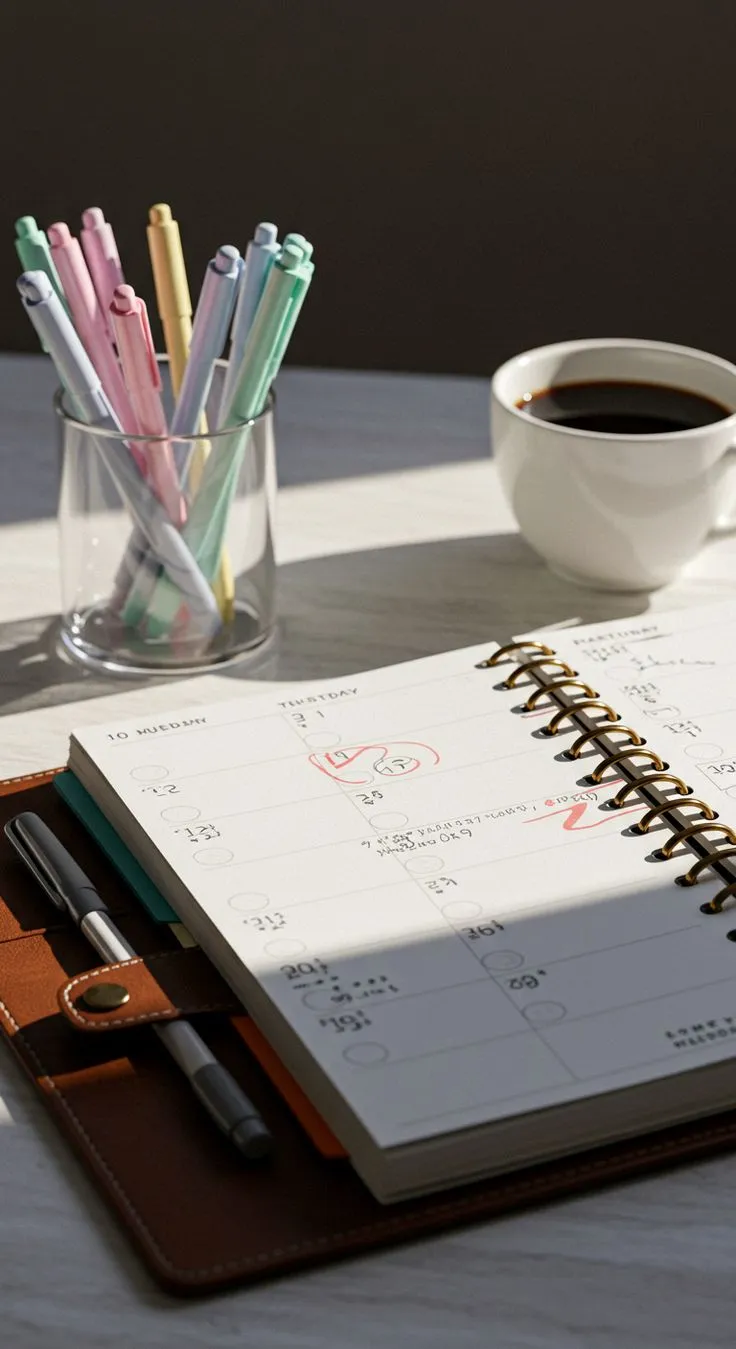 Daily habit checklist with neutral routine entries
